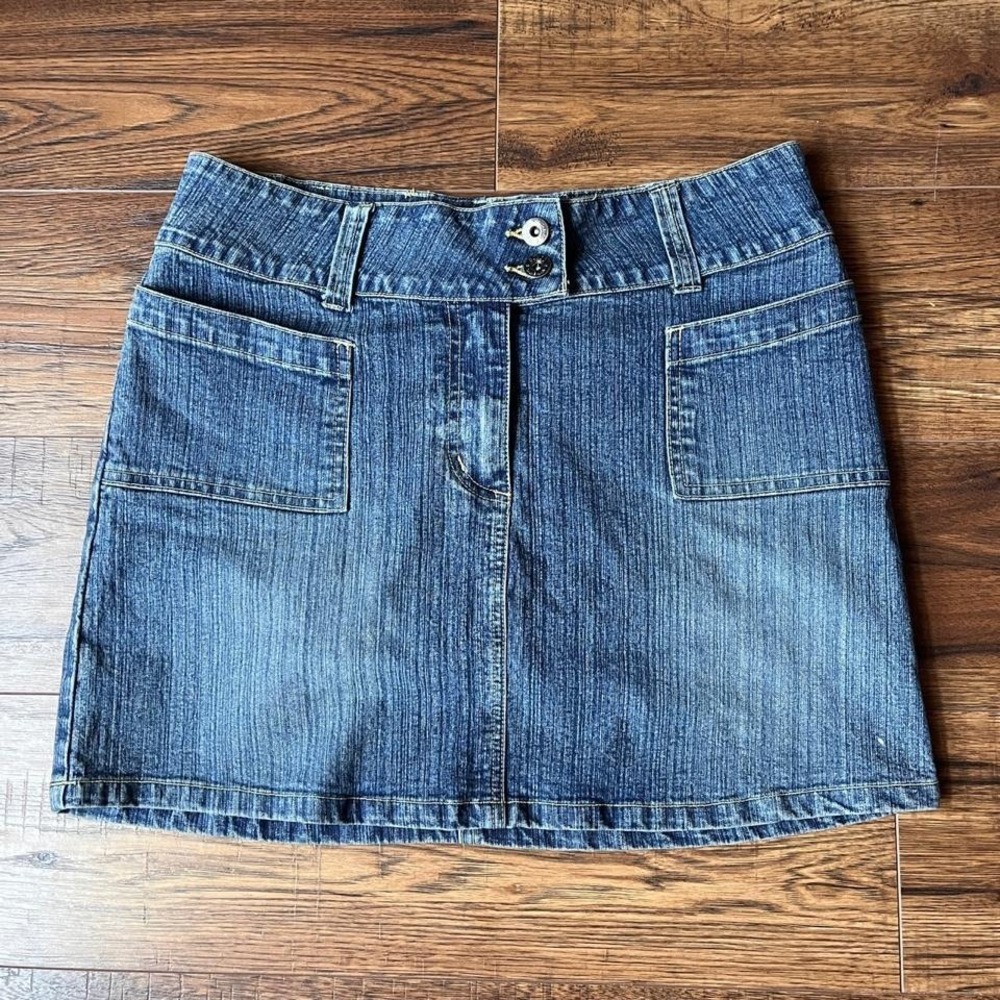 Bongo Y2K Denim Mini Skirt‎ Low Rise Women 8 Summer Festival Bratz Boho Preppy